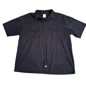 Dickies Men’s 2XL Black Short Sleeve Work Shirt Button Front Two Pockets
